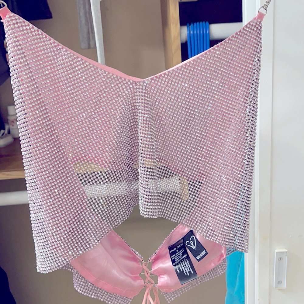 Shimmer halter top, pink